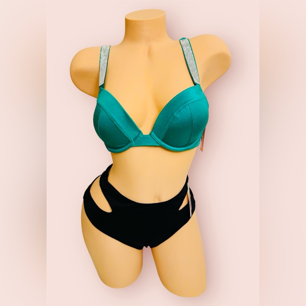 Victoria’s Secret Swim Bikini Shine Push-up Top & High Waist Bottom - Picture 2 of 8